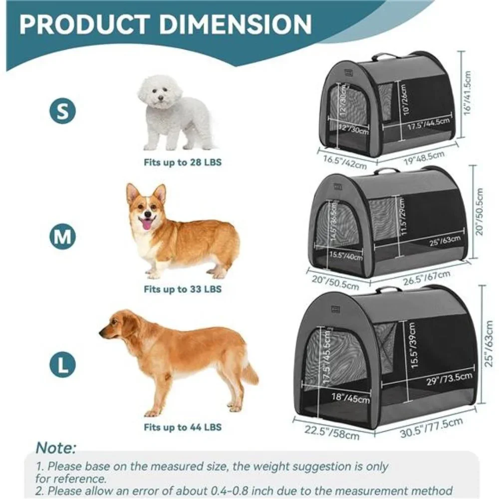 Portable Dog Crate, Arch Design Escape Proof Collapsible Soft Sided, Gray